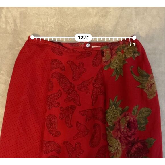 Chicos Red Midi Mermaid Tiered Silk Skirt sz 1 - Picture 5 of 8